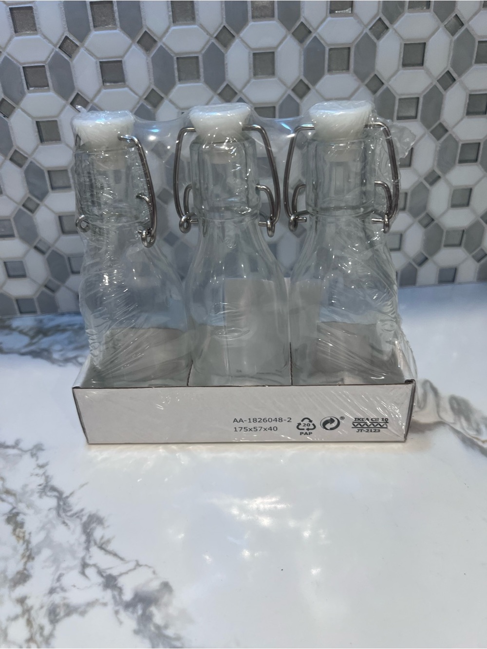 IKEA KORKEN Glass Bottles Swing Top Lid Set of 3 15 cl 5oz New